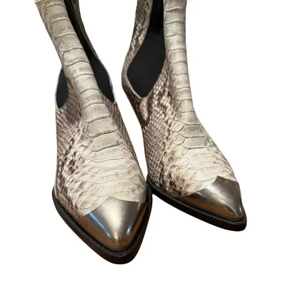 NWT Isabel Marant Lemsey Snake-Effect Leather Boots, EU 37 (US 7)
